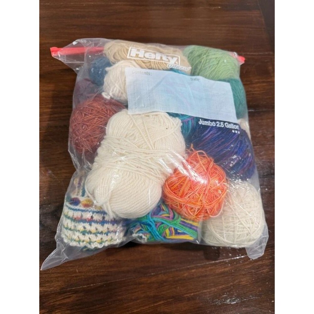 Large Vintage & Modern Yarn Lot Mixed Colors Fibers Partial Skeins Balls Craft